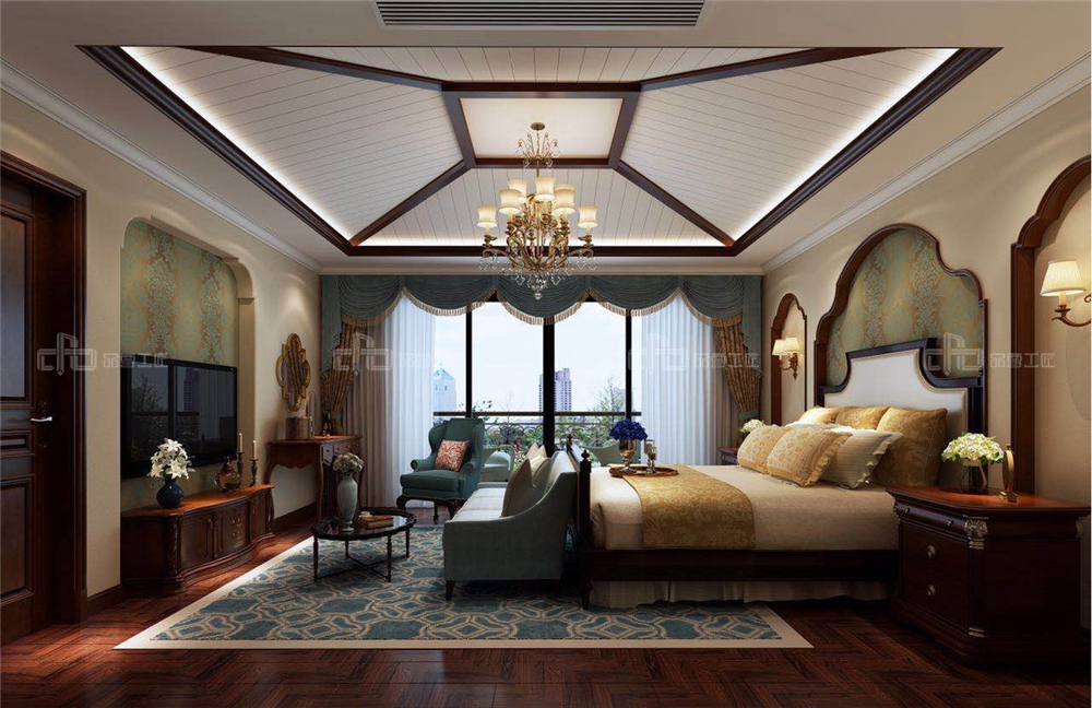 整木定制美式風格 復式住宅裝修案例效果圖(圖7) 整木定制臥室