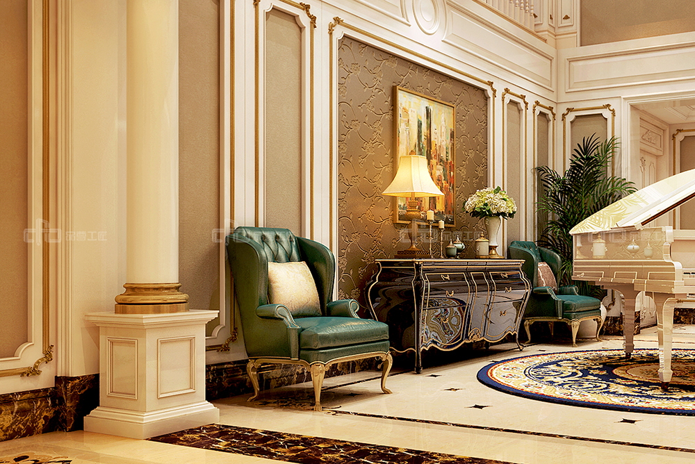 整木定制法式風(fēng)格,金色別墅裝修案例效果圖(圖6) 整木定制法式風(fēng)格,金色別墅裝修案例效果圖(圖6)